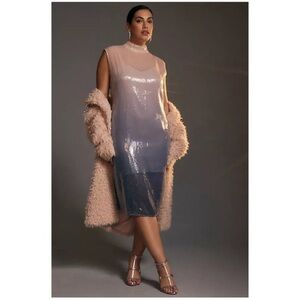 Anthropologie Sequin Ombre Mock Neck Sleeveless Midi Dress Ombre‎